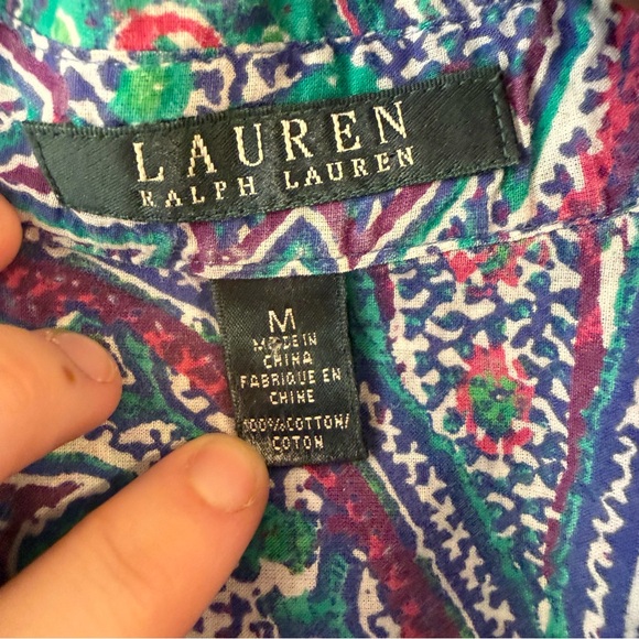 Lauren Ralph Lauren Multicolor Paisley Shirt, Lightweight, Size Medium - Picture 3 of 6